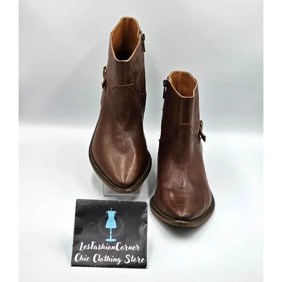 Lucky Brand Women's Brown Leather Caelyn Buckle Accents Ankle Bootie Sz 11 2972 - Picture 3 of 16